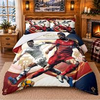 Printed 3Pcs Bedding Set Cristiano Ronaldo Pattern Bed Sheet Pillowcase For Bedroom Decor 140cmx200cm