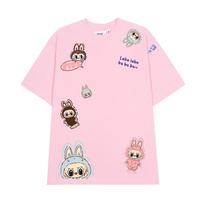 LABUBU printed T-shirt short-sleeved unisex breathable all-match loose top XL white