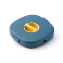 Rotatable Phone Stand & Cable Organizer Box: Portable Charging and Earphone Storage Solution mėlyna
