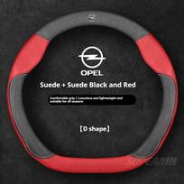 For Opel OPCline Astra Corsa Grandland Insignia Mokka Vectra GTC Tigra Leather Suede Car Steering Wheel Cover Auto Accessories Pv9 black