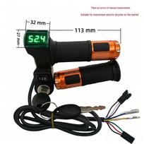 Electric Vehicle Throttle Twist Grip with Green Screen Lock & 123 Voltage Display black