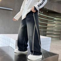 Boys Big Kids Fashion Cool Stitching Straight Leg Denim Jeans 160cm pilka