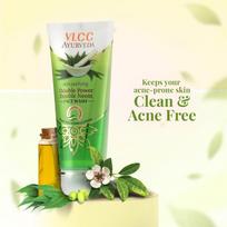 VLCC Ayurveda Skin Purifying Double Power Double Neem Face Wash - 100ml X 2 (Pack of 2), Fight and Erase Acne & Pimples, For Oily & Acne-Prone Ski beige