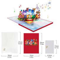 Muzikinė Kalėdinė Kortelė, 3D Pop-Up Kalėdinė Kortelė su Muzika ir Šviesa white