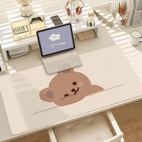 Kawaii Rudas Meškinas Pelės Padėkliukas Neslystantis Guminis Kraštas Užfiksuotas Storas Nešiojamojo Kompiuterio Žaidimų Stalo Kilimėlis 800x300x2mm beige