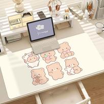 Kawaii Rudas Meškinas Pelės Padėkliukas Neslystantis Guminis Kraštas Užfiksuotas Storas Nešiojamojo Kompiuterio Žaidimų Stalo Kilimėlis 800x400x2mm beige