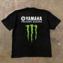 Streetwear-style Monster Energy print men's 100% cotton top; summer adult crew-neck T-shirt; unisex hip-hop style tee. M gray