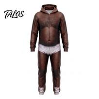 Fall Fashion Holiday Dress Men 3D Ugly Onesie, Adult Christmas Halloween Costume, Oktoberfest Funny Belly Print Creative Graphic Jumpsuit Romper, Long M D brown