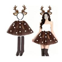 Kalėdinės elnio ragų galvos juostos, elniuko uodegos, veido lipdukai, elnio kostiumo aksesuarai, Helovino Cosplay kostiumas, suaugusiems black