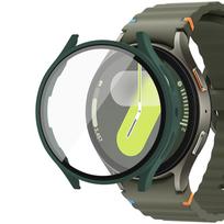 PC Watch Case+Tempered Glass for Samsung Galaxy Watch7/6/5/4 40/44mm Full Bumper Screen Protective Case Galaxy Watch Accessories 7 Dark Green Galaxy Watch4