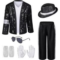 Michael Jackson kostiumas vyriškas ir moteriškas klasikinis Jackson sidabrinis juosmuo vaikiškas Xxl-children black
