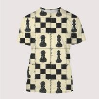 Nauja 3D spausdinta šachmatų lentos marškinėliai Vaikų mada Per dideli marškinėliai Vaikams Berniukui Mergaitei Trumpomis rankovėmis Viršutiniai drabužiai T-shirt Marškinėliai Vaikų drabužiai 110 beige