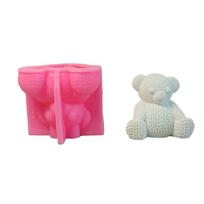 Knitted Bear Animal Silicone Candle Molds for Epoxy Resin Candle Soap Chocolate Fondant Candy Cement Clay Silicone Molds 1 pink