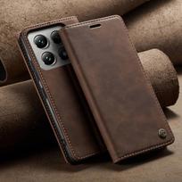 CaseMe Leather Phone Case for Xiaomi 14T Pro 14 Ultra X6 M6 Pro Plus NEO 4G 5G Shockproof Anti-fall Flip Wallet Stand Card Cover For POCO X6 NEO brown