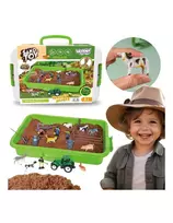 WOOPIE Kinetic Sand Set Farm in a Suitcase Tractor Animals 1500g