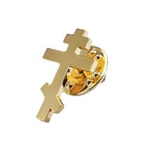 Stainless Steel Orthodox Cross Brooch Gold Color Minimalist Design Faith Pin Classic Style Catholicism Symbol Pin auksas