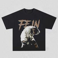 Vintage Black Travis Scott FEIN Hip-Hop Artist Concert Stage Performance Graphic Oversized Casual Cotton T-Shirt XL gray