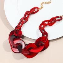Bohemietiškas Akrilinis Didelių Kvadratinių Grandžių Choker Kaklo Papuošalas Moterims Vyrams Naujas Turkio Dervos Geometrinis Kaklo Grandinėlės Pakabukai Papuošalai Apykaklė red