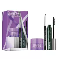 CLINIQUE_SET „Eye Essentials High Impact“ tušas blakstienoms 7 ml + akių pieštukas „Black“ + valomasis balzamas 15 ml