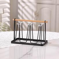 1Pcs 6 Cup Glass Drying Rack Non-Slip Cup Organizer For Mugs Glasses And Bottles C gray
