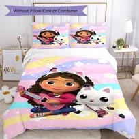 3pcs Gabby’s Dollhouse Bedding Set Duvet Cover Closure Includes 1 Duvet Cover & 2 Pillowcases, Soft and Comfortable for All Seasons. 180cmx210cm
