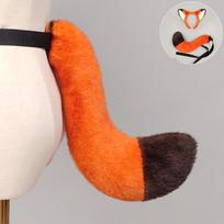 Lapės Ausų Lankelis Uodegos Rinkinys Suaugusiųjų Kostiumas Šventė Cosplay Gyvūno Festivalio Aksesuaras Oranžinis Baltas Ar Rūdas Wild Nick Tail - Orange Coffee orange
