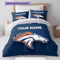 Custom Name,Denver Broncos Pattern Bedding Home Decoration Birthday Gift ( 1 duvet cover + 2 pillowcase, without core),fan merchandise. 135x200cm black
