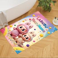 Labubu Customized Name Carpet Perfect for Dormitory Bedrooms Entryway Hallway Antislip Carpet Decorate Offices Spiritual Gift 60cmx90cm