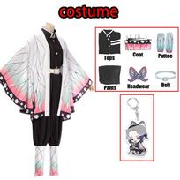 Bilibili Kochou Shinobu Kostiumas Cosplay Demonas Haori Uniforma Žalia Yaiba Kochou Shinobu Kostiumas Perukas Perukas Anime Helovinas Kostiumas kids 110 black