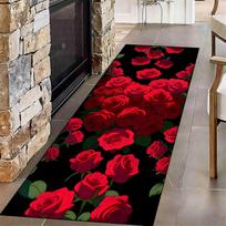 Raudona Rožė Širdies Raštas Ilgas Kilimas Iliustruotas Menas Namų Dekoras Koridoriaus Kilimas Vintažinis Romantiškas Neslystantis Kilimėlis Svetainei 40X120CM red