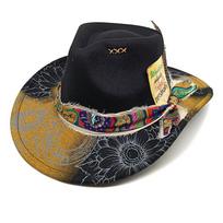 2025 Airbrush Ombre Fedora Hat - Feather Decor Wool Felt Wide Brim Jazz Cap M 56-58cm juoda