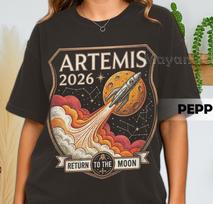 90's Comfort Colors Artemis Around The Moon Shirt, Vintage NASA Space Program Fan Graphic T-Shirt, Gift For Women and Man Unisex T-Shirt 3XL brown