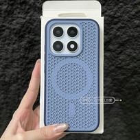 For Xiaomi 17 13 Mi 15 14 Pro Case Simple Magnetic Honeyb Hole Heat Dissipation Matte PC Skin Feel Color Blocking Phone Cover Xiaomi 17 gray