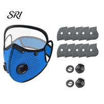 Dust Protection Mask Cycling Face with Filter & Breathing Valve, Reusable Carbon Goggles, Lightweight Shield for Outdoor Motorcycle Riding tamsiai mėlyna spalva