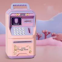 Simulation Smart Atm Piggy Bank Toys Password Fingerprint Piggy Bank Children Gifts face recognition ATM pink gray