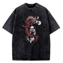 Vintage Washed Kaneki Ken T-shirt Tokyo Ghoul Clothing Men Short Sleeve Tshirts Casual 100% Cotton T Shirt Harajuku Retro Tops 3XL black