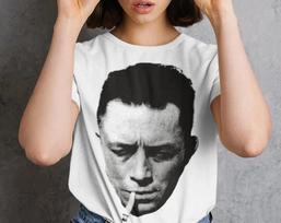 Albert Camus Portrait Tshirt Summer New Casual Unisex Casual Fashion Harajuku Style Tshirt S white