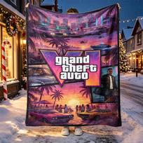 Grand Theft Auto VI Pattern Blanket for Home Decoration, Bed, Sofa, Car Travel, Camping, Suitable for All Seasons, Birthday Christmas Gift 100cmx150cm
