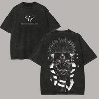 2026 Ryomen Sukuna Jujutsu Kaisen Printed T-shirt Men's and Women's Washed T-shirt High Quality Vintage Cotton T-shirt Y2K Tops XL black