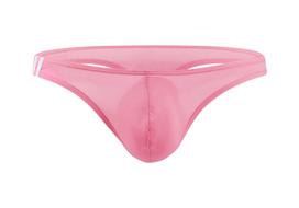 Men's U-Convex Ice Silk Low-Rise Trendy Thong E044 2XL Euro Size pink