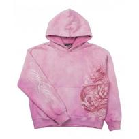 Unisex Streetwear Hoodie Wide-Leg Jogger Pants Set With Lotus Print High-Waist Double Waistband XXL pink