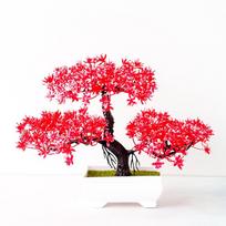 Artificial Pot Plant Bonsai Potted Home/Office Decor raudona
