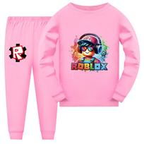 5528 Kids Roblox Print Long Sleeves Top Pants Pajamas Sleepwear Sleeping Sets 140cm rožinė
