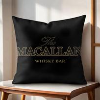 MMacallanNS wWhiskey logotipas Pagalvės užvalkalas Natūralus linas Ekologiškas audinys Dvigalė spauda Sofos pagalvės užvalkalai Namų dekoras 30x30cm red