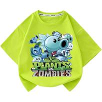 Plants vs. Zombies Pea Shooter T-Shirt for Men, Women & Kids, Short-Sleeve Cartoon Top, Pajamas, Base Layer 110 cm šviesiai žalios spalvos