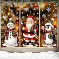 Christmas Static Cling Window Stickers for Party and Home Decor One Size raudona