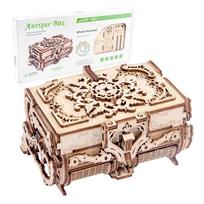 URY 3D Wooden Puzzle Antique Treasure Box Dressing Case DIY Game Advanced Assembly Model Toys Creative Gift for Lady beige