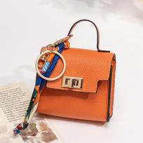 Mini prabangus piniginė ir rankinės pakabukas raktų pakabukas su lūpų dažų ir ausinių dėklu orange