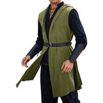 Viduramžiškas vyriškas lininis apsiaustas su gobtuvu, skirtas Ranger LARP 2XL žalia