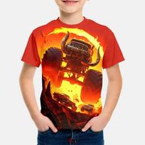 Monster Jam Monster Truck Kids T-shirt All Over Print Short Sleeve Tee Summer Casual Tops Racing Car Graphic Children Clothing 120 juoda